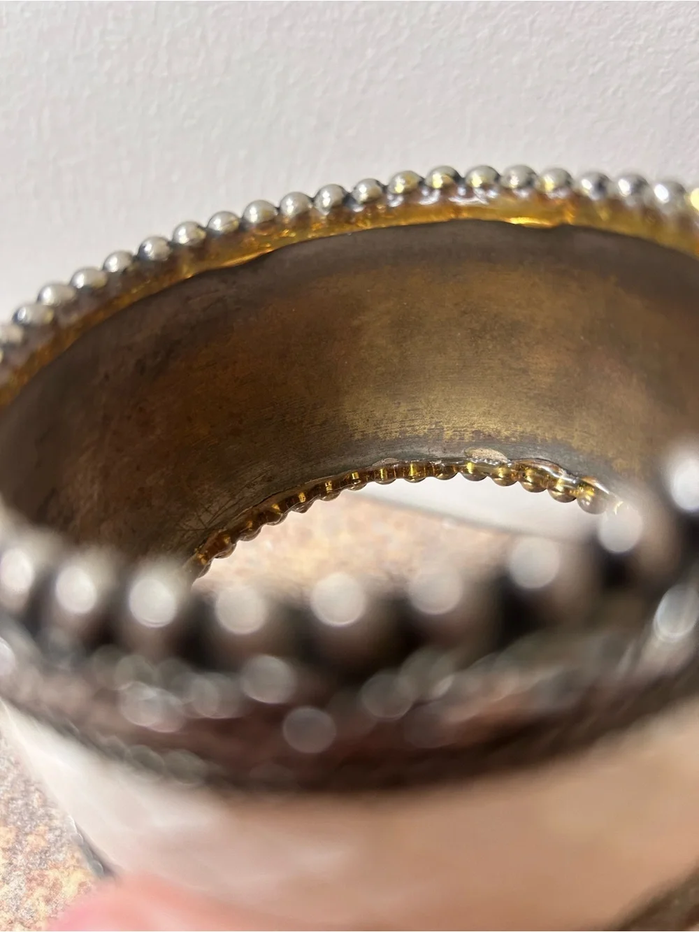 Vintage Sterling Silver Boho Style Bangle Bracelet 1.75” wide/2.5” diameter